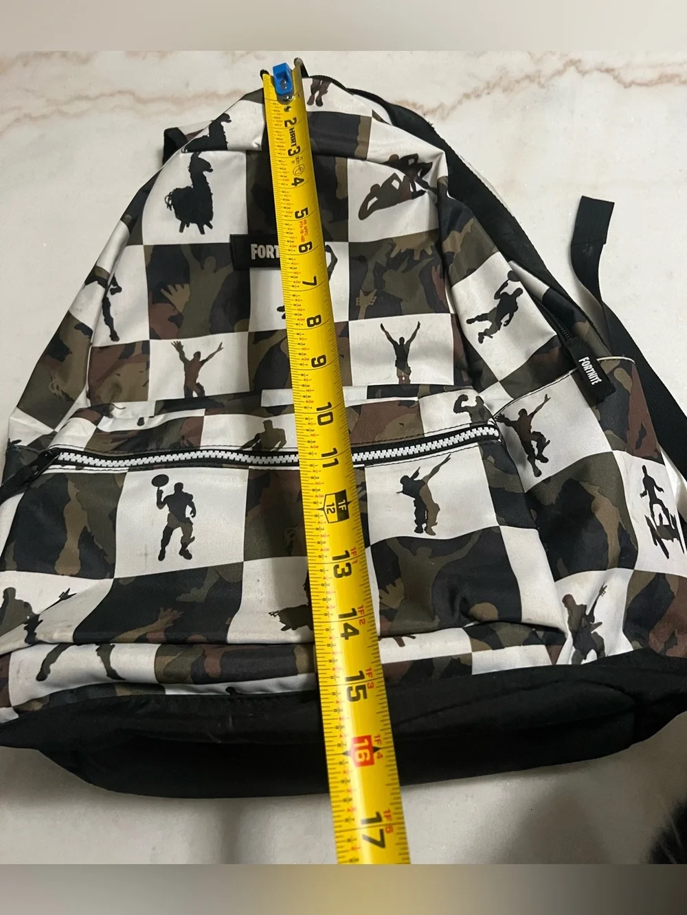 Fortnite Backpack Camo Checkered School Bag Black Multicolor Gaming Kids